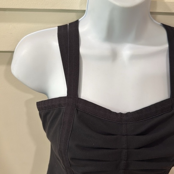 Lululemon Ruched Front Double Strap Strappy Back Black Tank Top 8 - Picture 2 of 6